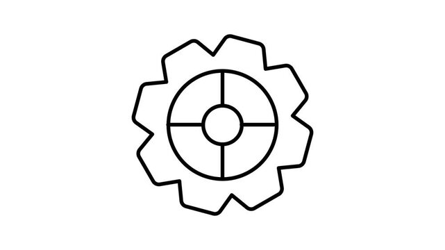 Outline cogwheel icon with smooth rotating animation for digital products, ui systems, and tech content