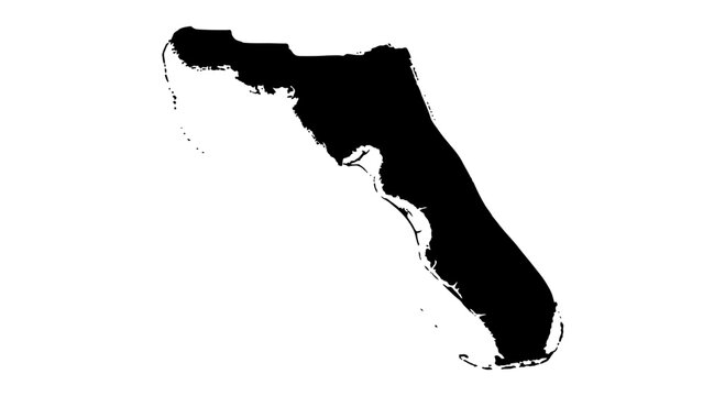Florida state map silhouette isolated on white background