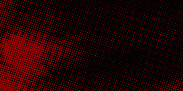 Abstract red and black halftone gradient background with dotted texture and dark fade effect, modern vector design for posters, banners, branding, and digital media