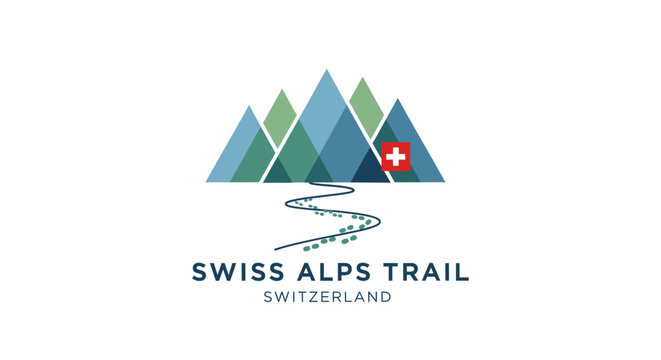 Swiss Alps Trail Logo Design.