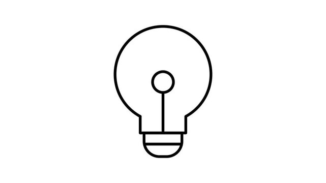 Modern outline light bulb icon animation with subtle spark for innovation, strategy, and business presentations