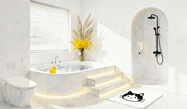 Soft Bubbles Cozy Bath Time:Simply Serene isolated watercolor vector illustration svg