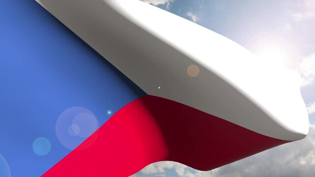 Czech Republic. Flag Fluttering Gracefully Against the Open Sky