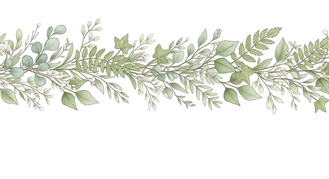 Green leafy branch border illustration