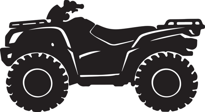 All-terrain vehicle silhouette with quad bike four wheeler off road black and white