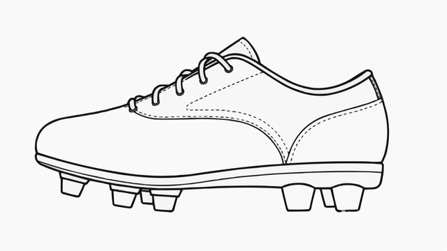 
Vector illustration of a soccer cleat in black and white outline style.