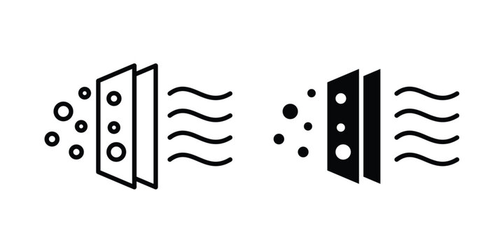 Air purification icon outlined. Black clipart icons set