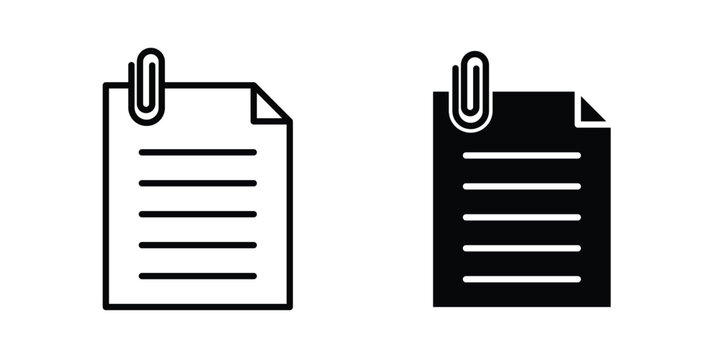 Attach document icon outlined. Black clipart icons set