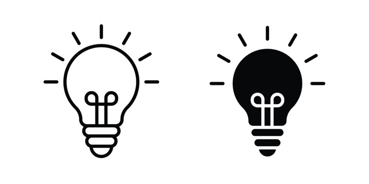 Bulb icon outlined. Black clipart icons set