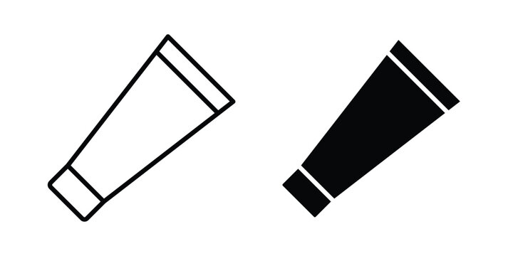 Cream tube icon outlined. Black clipart icons set