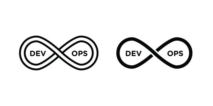 Dev ops icon outlined. Black clipart icons set
