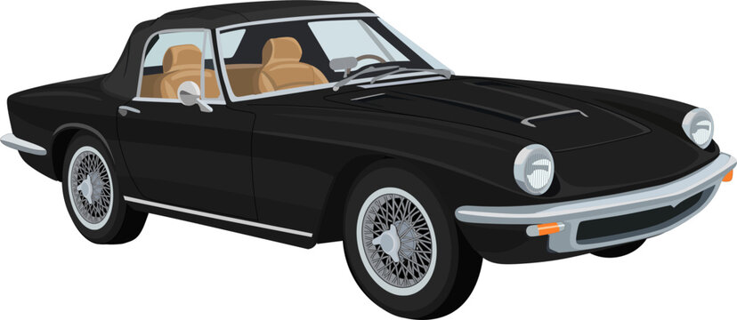 Classic Black  Roadster Convertible Vector Illustration