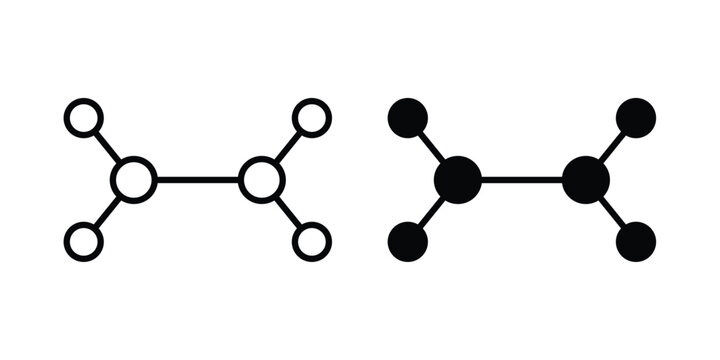 Ethylene molecule icon outlined. Black clipart icons set