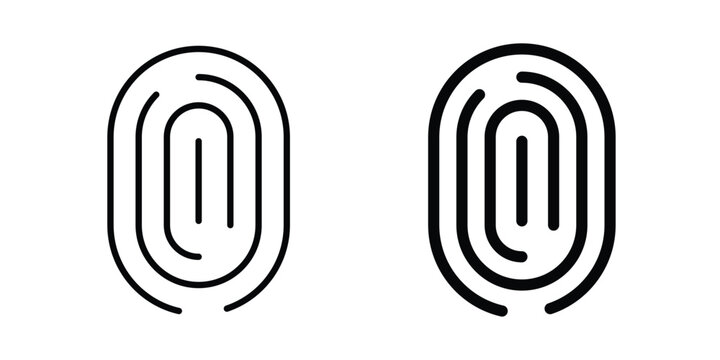 Fingerprint icon outlined. Black clipart icons set