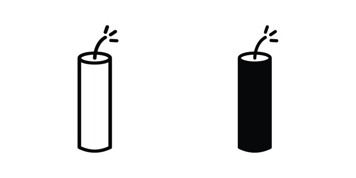 Firecracker icon outlined. Black clipart icons set