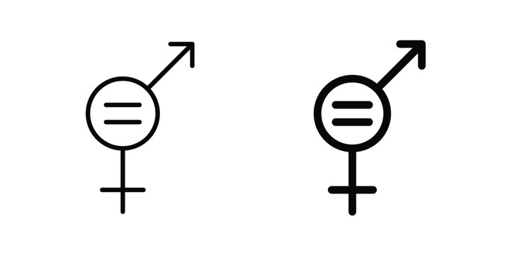 Gender equality icon outlined. Black clipart icons set