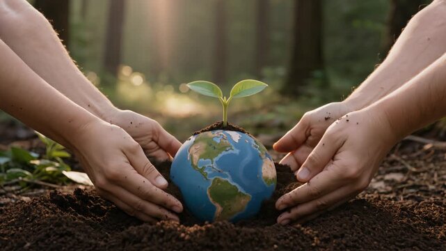 hands holding earth