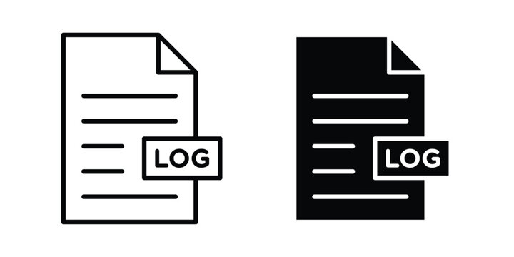 log file icon outlined. Black clipart icons set