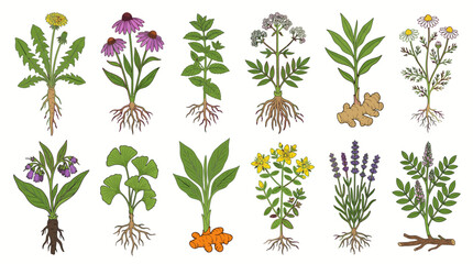 Various types of herb plants growing. © Sania