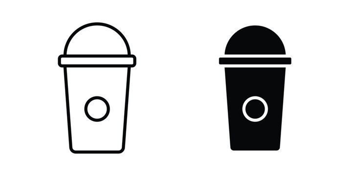 Milk shake icon outlined. Black clipart icons set