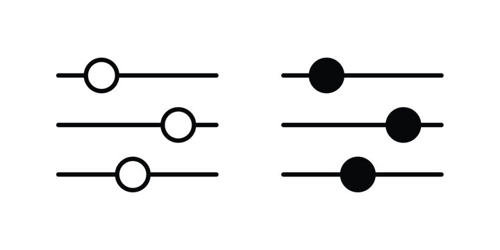 Settings sliders icon outlined. Black clipart icons set
