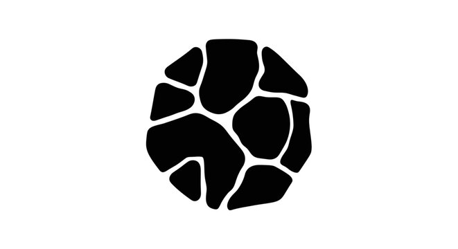 Abstract black cracked sphere icon on white background