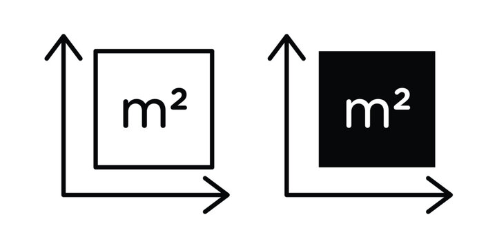 Square Meter icon outlined. Black clipart icons set