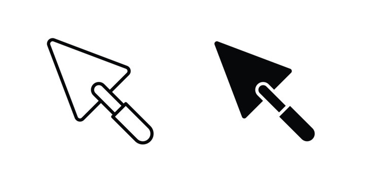 Trowel icon outlined. Black clipart icons set