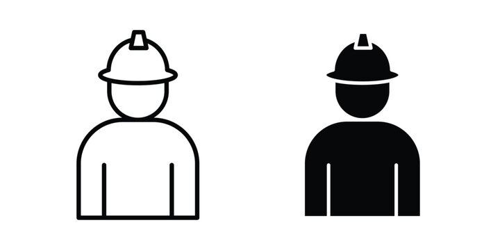 Worker icon outlined. Black clipart icons set