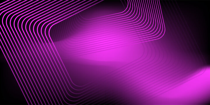 Neon purple glowing techno lines, hi-tech futuristic abstract background template with square shapes