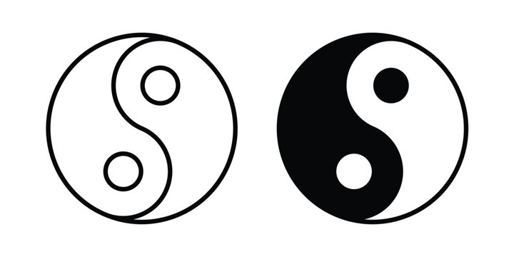 Yin yang icon outlined. Black clipart icons set