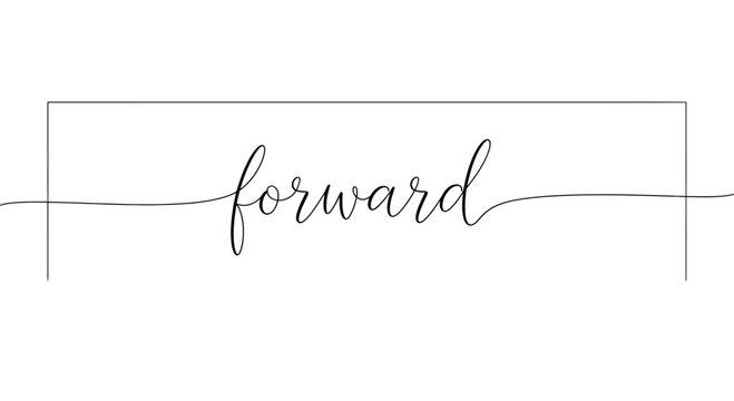 Elegant Handwritten Word "Forward" in Script Font with Minimalist Line Art