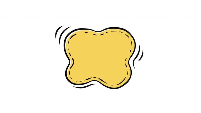 Yellow abstract shape with dashed outline and motion lines