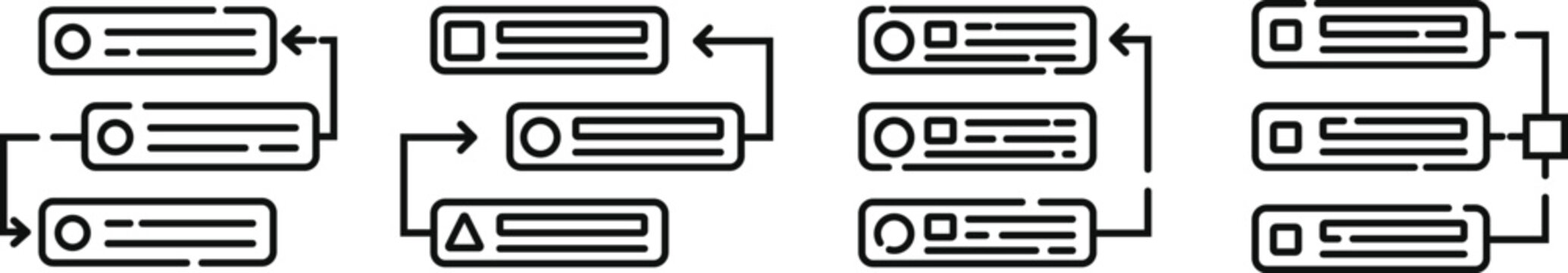 Hand Drawn Backlog Icons Set Vector Illustration, Task Queue and Project Management Line Art Collection.