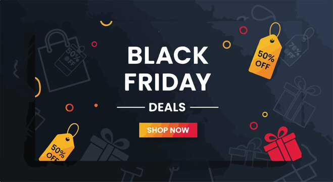 A dark ad with 'BLACK FRIDAY DEALS' and a 'SHOP NOW' button