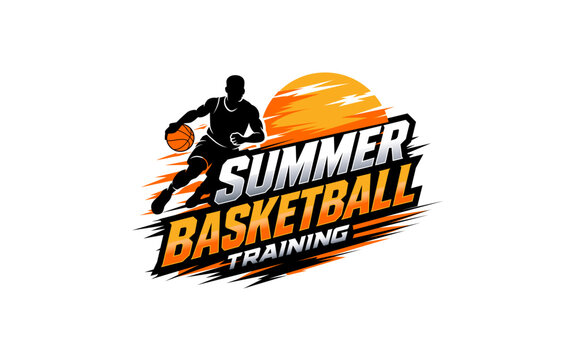 Illustration vector graphic of a summer basketball camp training  logo design template