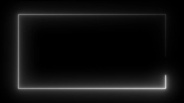 Glowing blue neon rectangular frame animation,Animated rectangular light frame with moving line accents.
Rectangular seamless silver light frame streaming overlay loop,dark background abstract border.