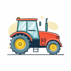 Obraz premium Cartoon Red Tractor Illustration
