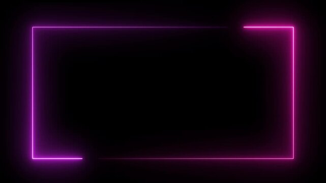Glowing purple neon rectangular border frame overlay animation,Vibrant red glowing neon rectangular frame on a stark black background,
Minimal frame motion designed for overlay and background visuals.
