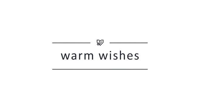 Warm Wishes Text with Heart Icon and Lines - Minimalist Greeting Card Design