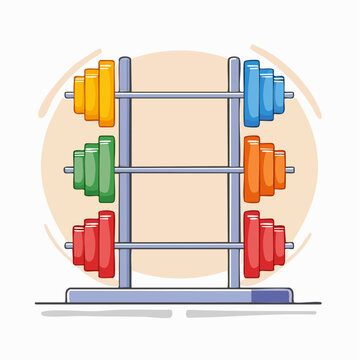 Weight Rack with Colorful Dumbbell Plates