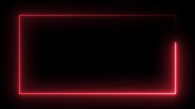 Glowing purple neon rectangular border frame overlay animation,Vibrant red glowing neon rectangular frame on a stark black background,
Minimal frame motion designed for overlay and background visuals.