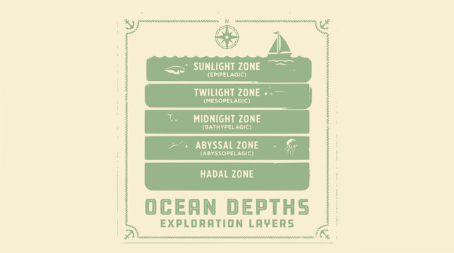 Ocean Depths Exploration Layers Infographic: Zones of the Sea