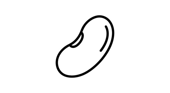 Simple Line Art Icon of a Single Kidney Bean, Minimalist Food Graphic