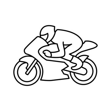 Motorcycle racing line icon vector illustration design. Editable stroke.