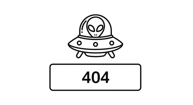 Alien UFO 404 Error Page Not Found Concept, Funny Sci-Fi Design