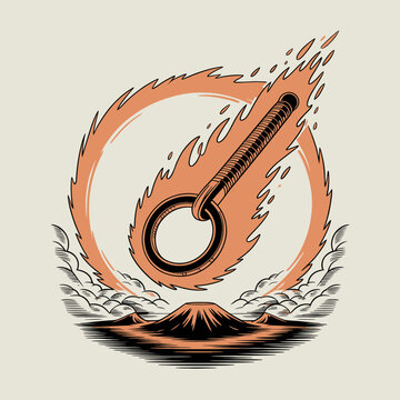 Thermometer in flame heat rising.
