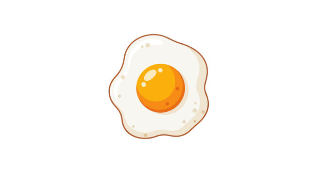 Cartoon Fried Egg Illustration - Breakfast Food Icon