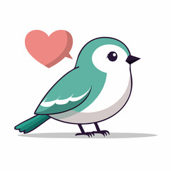 Fototapeta premium Cute cartoon bird with a heart symbol