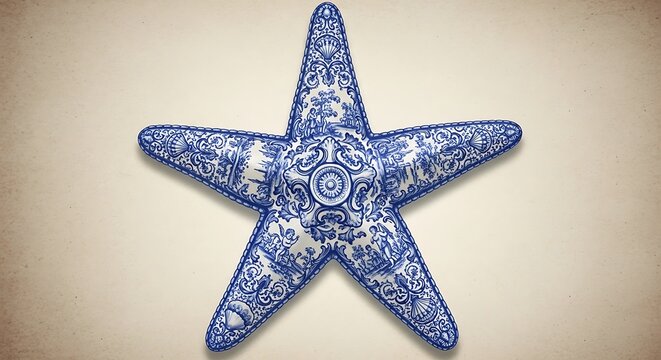 Decorative blue starfish ceramic ornament.